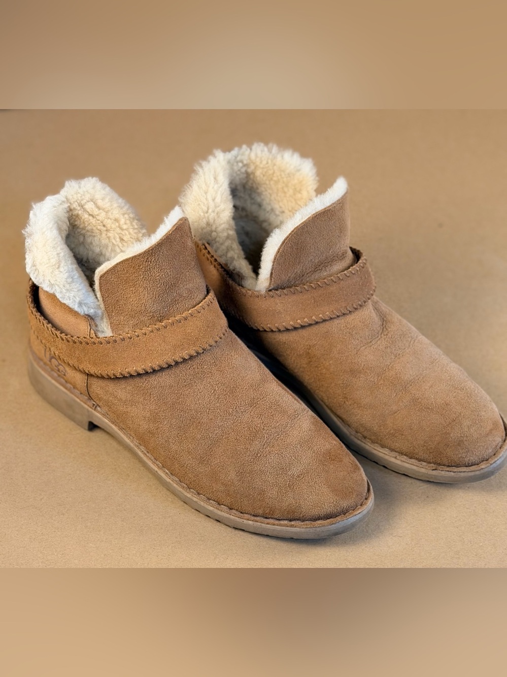 UGG Women's Chestnut Suede Shearling Slip-On Slipper Boots